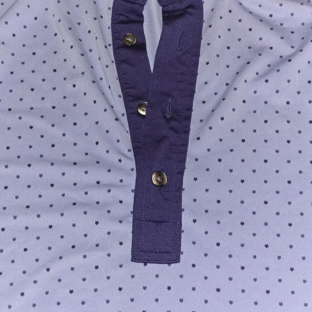 Greyson Polo Shirt Mens Medium All Over Print Button Down Golf Stretch Tech